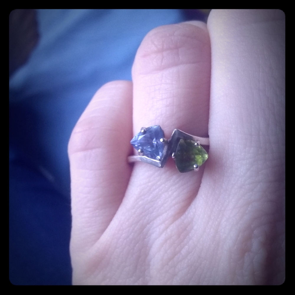 1.60ct Tanzanite+Peridot Ring in Strlg Silver Sz 6